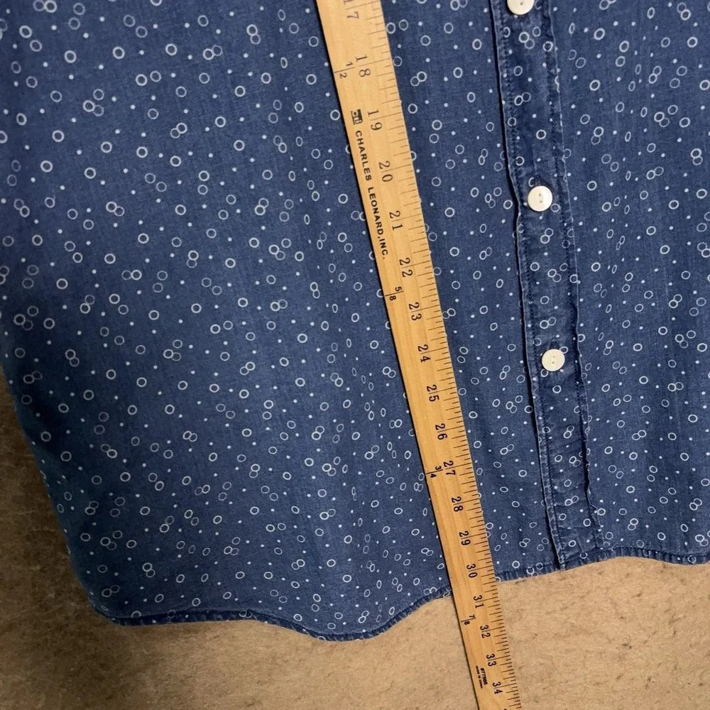 Wallace‎ & Barnes Chambray Denim Shirt Mens 2XL XXL Blue Circle Print Pockets